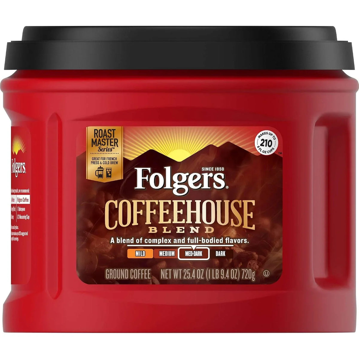 Folgers Coffeehouse Blend Medium Dark Roast Ground Coffee, 25.4 Ounces (Pack of 6)