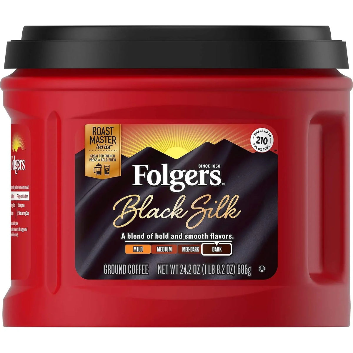 Folgers Black Silk Dark Roast Ground Coffee, 24.2 Ounces