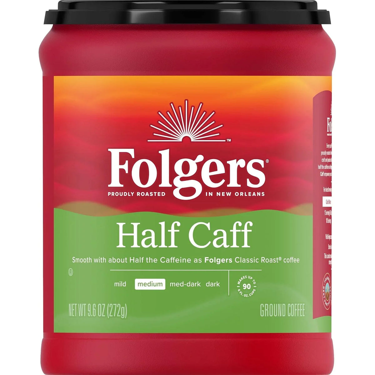 Folgers Half Caff Ground Coffee, Medium Roast, 9.6 Ounce