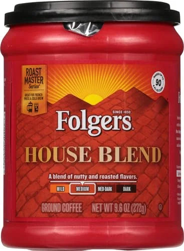 Folgers House Blend Ground Coffee, Medium Roast, 9.6 Ounce