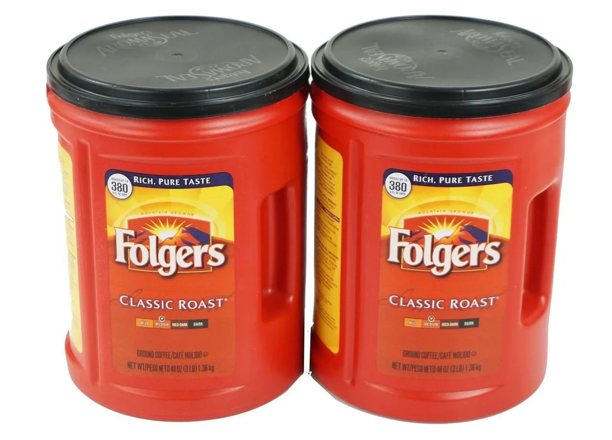 Folgers Classic Medium Roast Ground Coffee, 48 Ounce (Pack of 2)